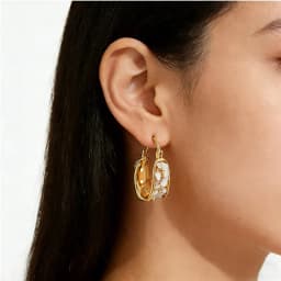 22K Gold Plated Shell Huggie Earrings with Cubic Zirconia Women's Luxury Hoop Earrings |Elegant Party Jewelry Daily Wear