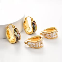 22K Gold Plated Shell Huggie Earrings with Cubic Zirconia Women's Luxury Hoop Earrings |Elegant Party Jewelry Daily Wear