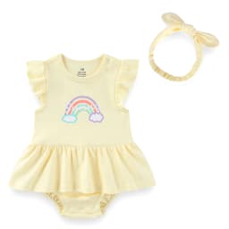 Cartoon Cute Baby Girl Clothing Set Ruffled Sleeveless Bodysuits Heaedband Summer Newborn Clothes 0-24 Months Infant Outfits