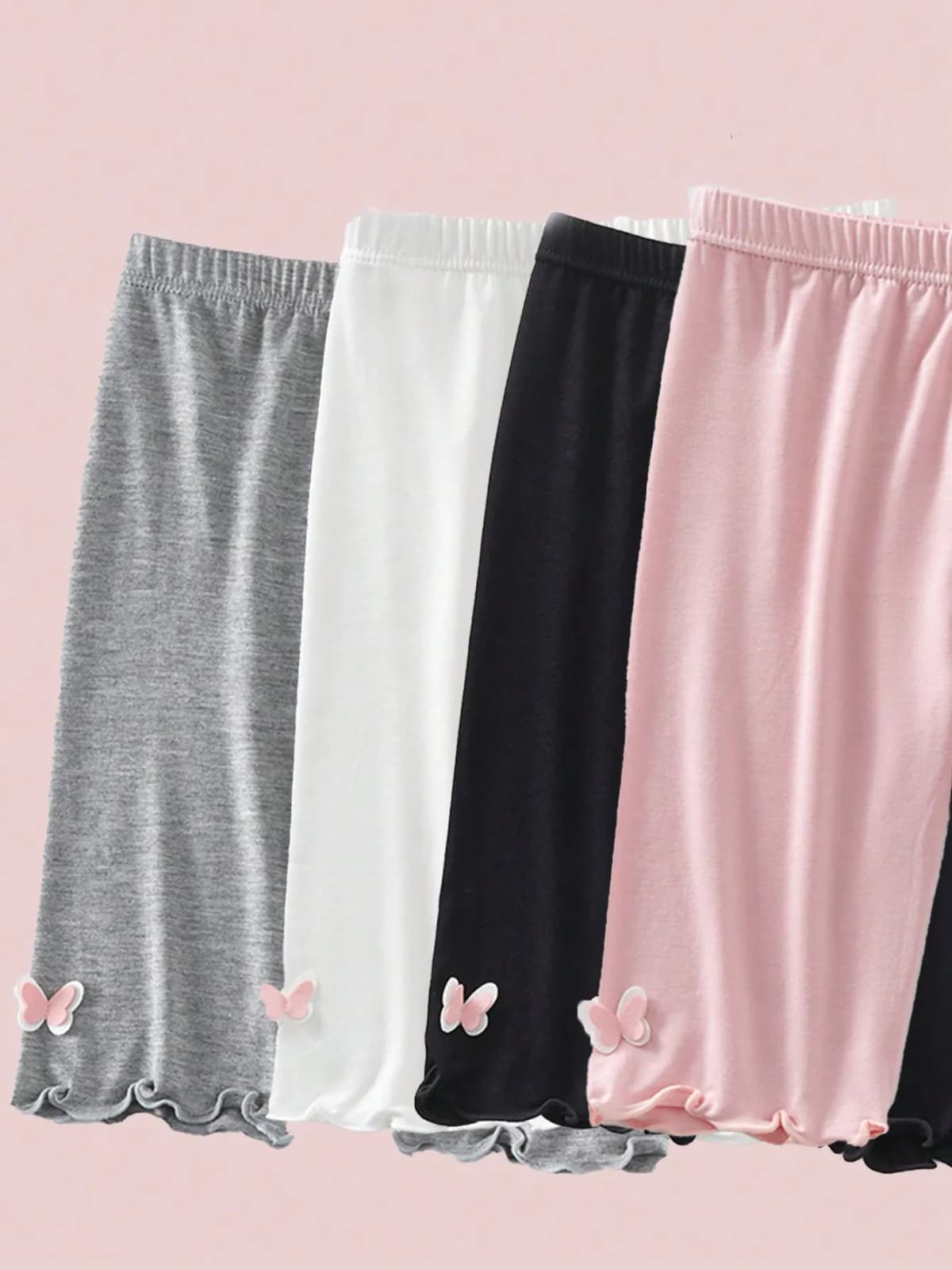 4-pack cute butterfly print girls' seven inch tight pants, Modal girls' summer elastic leggings, children's style