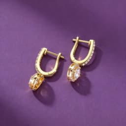 IOGOU Classic 1.0ct 6.5mm D Moissanite Diamond Drop Dangle Earrings Hoops for Women Gold Filled Wedding Jewelry GRA Certificate