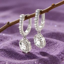 IOGOU Classic 1.0ct 6.5mm D Moissanite Diamond Drop Dangle Earrings Hoops for Women Gold Filled Wedding Jewelry GRA Certificate