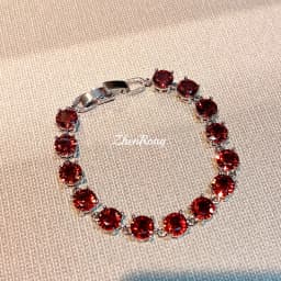 Pera Silver Round-Shaped Purple Cubic Zirconia Gemstone Pendant Chain Bracelet for Women Luxurious Wedding Jewelry