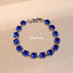 Pera Silver Round-Shaped Purple Cubic Zirconia Gemstone Pendant Chain Bracelet for Women Luxurious Wedding Jewelry