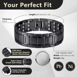 Men's copper magnetic bracelet set with three rows of magnetic chains and disassembly tools. Durable gift with size adjustment t