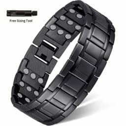 Men's copper magnetic bracelet set with three rows of magnetic chains and disassembly tools. Durable gift with size adjustment t