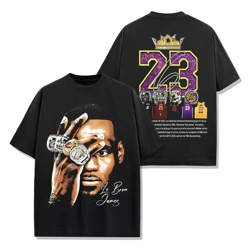 LeBron James Men Cotton TShirt Vintage Streetwear Fitness Muscle Black