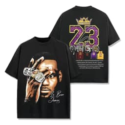 LeBron James Men Cotton TShirt Vintage Streetwear Fitness Muscle Black