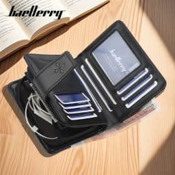 Baellerry Luxury Men's Wallet Vintage PU Leather Zipper Card Holder Male Purse Business Coin Holder