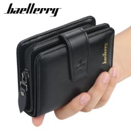 Baellerry Luxury Men's Wallet Vintage PU Leather Zipper Card Holder Male Purse Business Coin Holder
