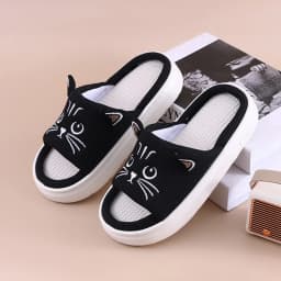 EVA Platform Slippers Women Home Flat Spring Summer Cat Cartoon Designer Shoes Girls Indoor Slides Soft Non-Slip Floor Open Toe