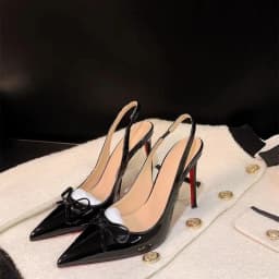 Luxury Patent Leather Women's High Heels 2026 Summer New Style Bow-tie Pointed Toe Sandals Sexy Striptease Party High Heels