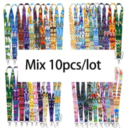 Wholesale Mix 5/10/20Pcs/set Cute Anime Elf Monster Neck Strap For Phone Keys ID Card Holder Cool Accessories Gift For Friends