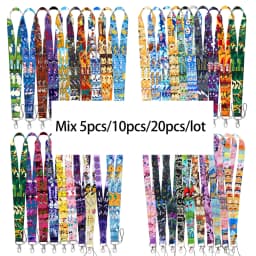 Wholesale Mix 5/10/20Pcs/set Cute Anime Elf Monster Neck Strap For Phone Keys ID Card Holder Cool Accessories Gift For Friends