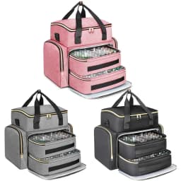 Large Capacity Nail Polish Organizer Bag with Shoulder Strap 96 Compartment Nail Care Kit Bag Handheld Makeup Bag