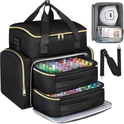 Large Capacity Nail Polish Organizer Bag with Shoulder Strap 96 Compartment Nail Care Kit Bag Handheld Makeup Bag