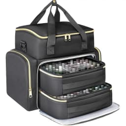 Large Capacity Nail Polish Organizer Bag with Shoulder Strap 96 Compartment Nail Care Kit Bag Handheld Makeup Bag