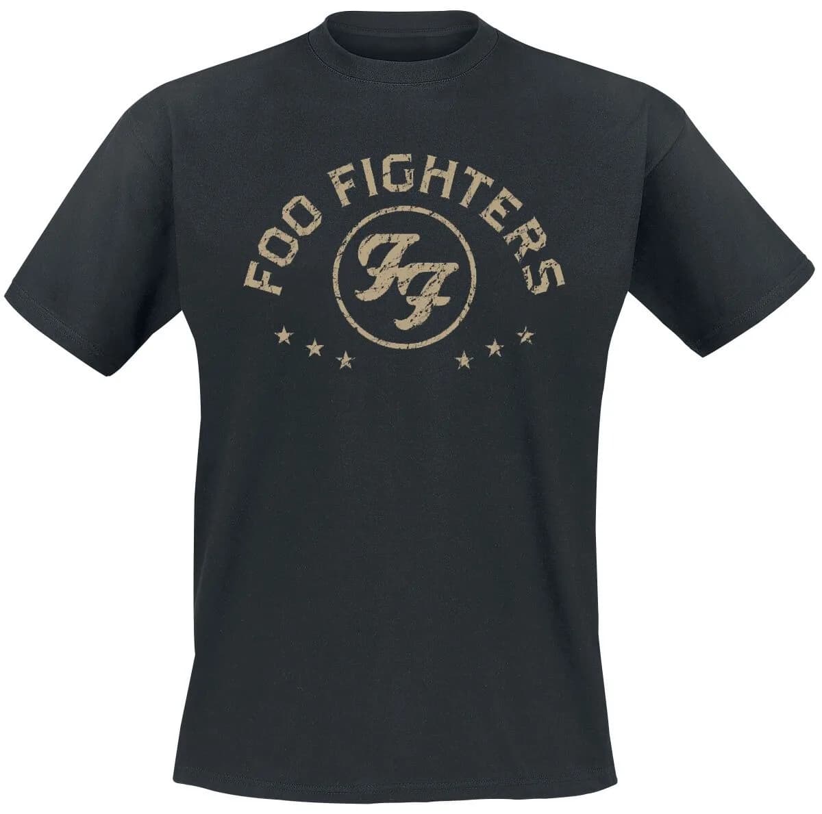 Foo Fighters Distressed FF Logo Star Print Cotton T-Shirt Alternative Rock Streetwear Unisex Crew Neck Short Sleeve Tee