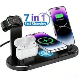 30W 7 in 1 Wireless Charger Stand Pad For iPhone 17- 11 XR Apple Watch Airpods Pro iWatch 8 7 6 Fast Charging Dock Station