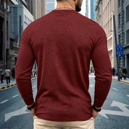 Men's Plus Size Waffle Knit Henley Shirt Long Sleeve Button Down Casual Breathable Polyester Tops for Spring Autumn Streetwear