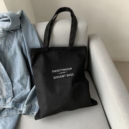 Canvas Bag Simple Letter-shaped Shoulder Bag Large Capacity Casual Cotton Bag Shopping Bag Computer Bag Book Bag for Students