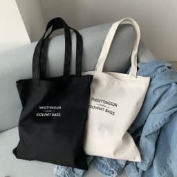 Canvas Bag Simple Letter-shaped Shoulder Bag Large Capacity Casual Cotton Bag Shopping Bag Computer Bag Book Bag for Students