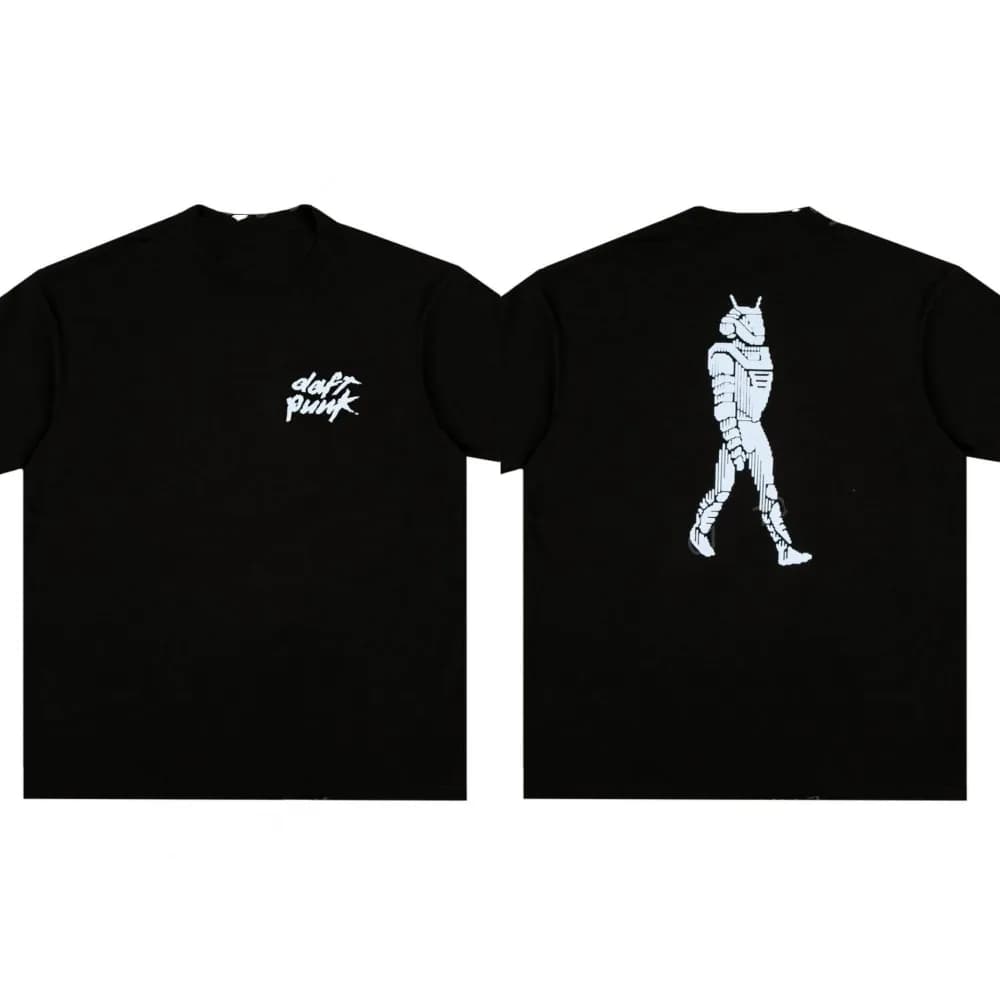 2026 New Men's Daft Punk summer T-shirt cotton women's casual wear solid color short sleeved unisex streetwear