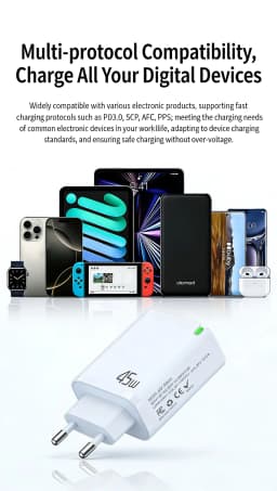 EU PD 45W Fast Charger For iPhone 17 16 15 11 12 13 14 Pro Max iPad Air Fast Charging Cable USB C Type C Data Line Phone Charger