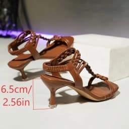 Plus Size High Heel Sandals 2026 New Woven Casual Beach Sandals