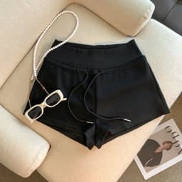 Korean Style Women Mid Waist Shorts Solid Color Mini Summer Casual Cotton Slim Fit Y2K Streetwear Women Shorts Black Shorts