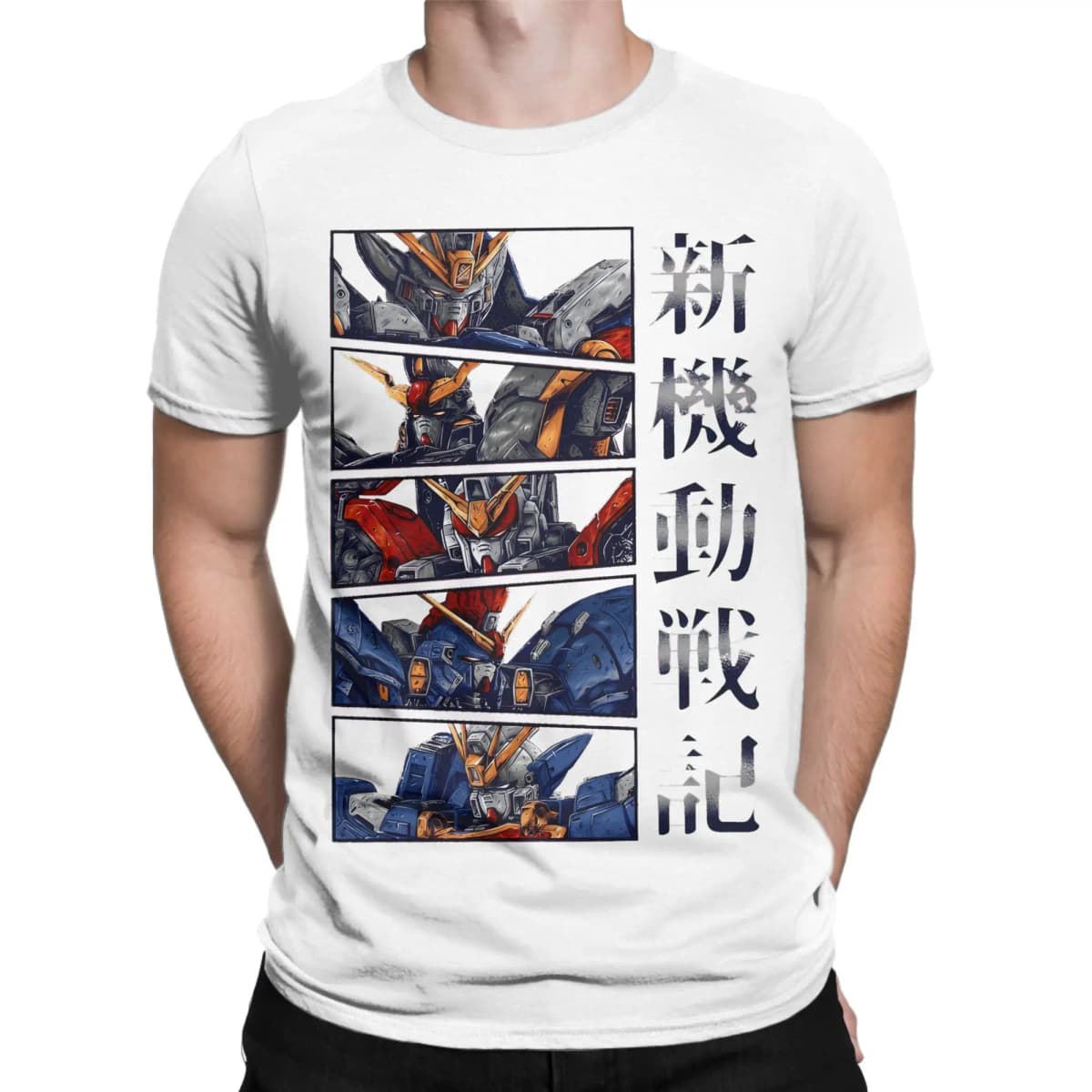 Men's GUNDAM WING SERIES T Shirt Giant Robot Cotton Clothes Crazy Short Sleeve O Neck Tees Plus Size T-Shirt