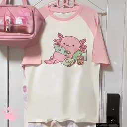Cute Children Axolotl T-shirts Graphic Print T-Shirt Boy/Girl Summer Short Sleeved Kids Comfortable Tshirt Top Tee Kids