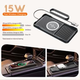 TIMESS Fast Car Wireless Charging Pad Non Slip Charger Station Stand for IPhone17 16 15 14 PRO MAX Airpods 3 2 Pro for Android