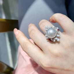 Huitan Exquisite Simulated Pearl Cubic Zirconia Ring for Party Luxury Female Anniversary Ceremony Accessories Delicate Jewelry