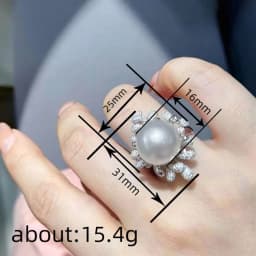 Huitan Exquisite Simulated Pearl Cubic Zirconia Ring for Party Luxury Female Anniversary Ceremony Accessories Delicate Jewelry