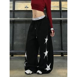 YIBASHU Women Gray Baggy Y2k Sports Pants Harajuku Streetwear Letter Print Sweatpants Oversize Dance Pants 2000s Vintage Trouser