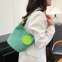 Fashion Solid Color Suede Bucket Bags Large Capacity Buckle Underarm Bag Shoulder Bag Women