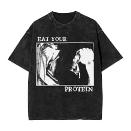 Washed TShirts Eat Your Protein Aot Eren Yeager Attack on Titan Hip Hop Cool T-Shirts Streetwear Tee Shirt Men Women 2026 Summer
