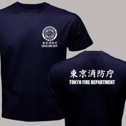 2026 Summer Men's Tokyo Fire Department Letter Printed Cotton Firefighter Round Neck Short Sleeve Large Outdoor Soft T-shirt