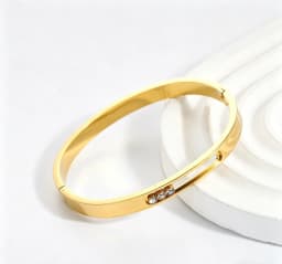 Fashionable stainless steel sliding three-slip diamond bracelet for women simple bracelet polished removable diamond