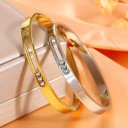 Fashionable stainless steel sliding three-slip diamond bracelet for women simple bracelet polished removable diamond