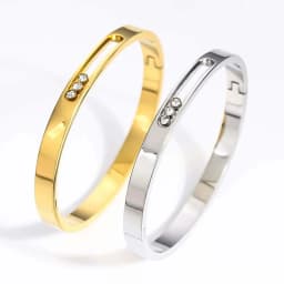 Fashionable stainless steel sliding three-slip diamond bracelet for women simple bracelet polished removable diamond