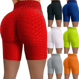 2026 Women's High Waist Bubble Sports Yoga Pants, Hip Lifting Slimming Elastic Five Point Shorts Outdoor Casual Shorts