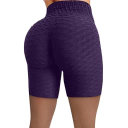 2026 Women's High Waist Bubble Sports Yoga Pants, Hip Lifting Slimming Elastic Five Point Shorts Outdoor Casual Shorts