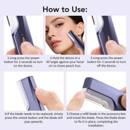 Sonic Dermaplaning Tool for Women 3-Speed Facial Exfoliation Razor Peach Fuzz Removal with 9 Refill Blades Facial Hair Trimmer