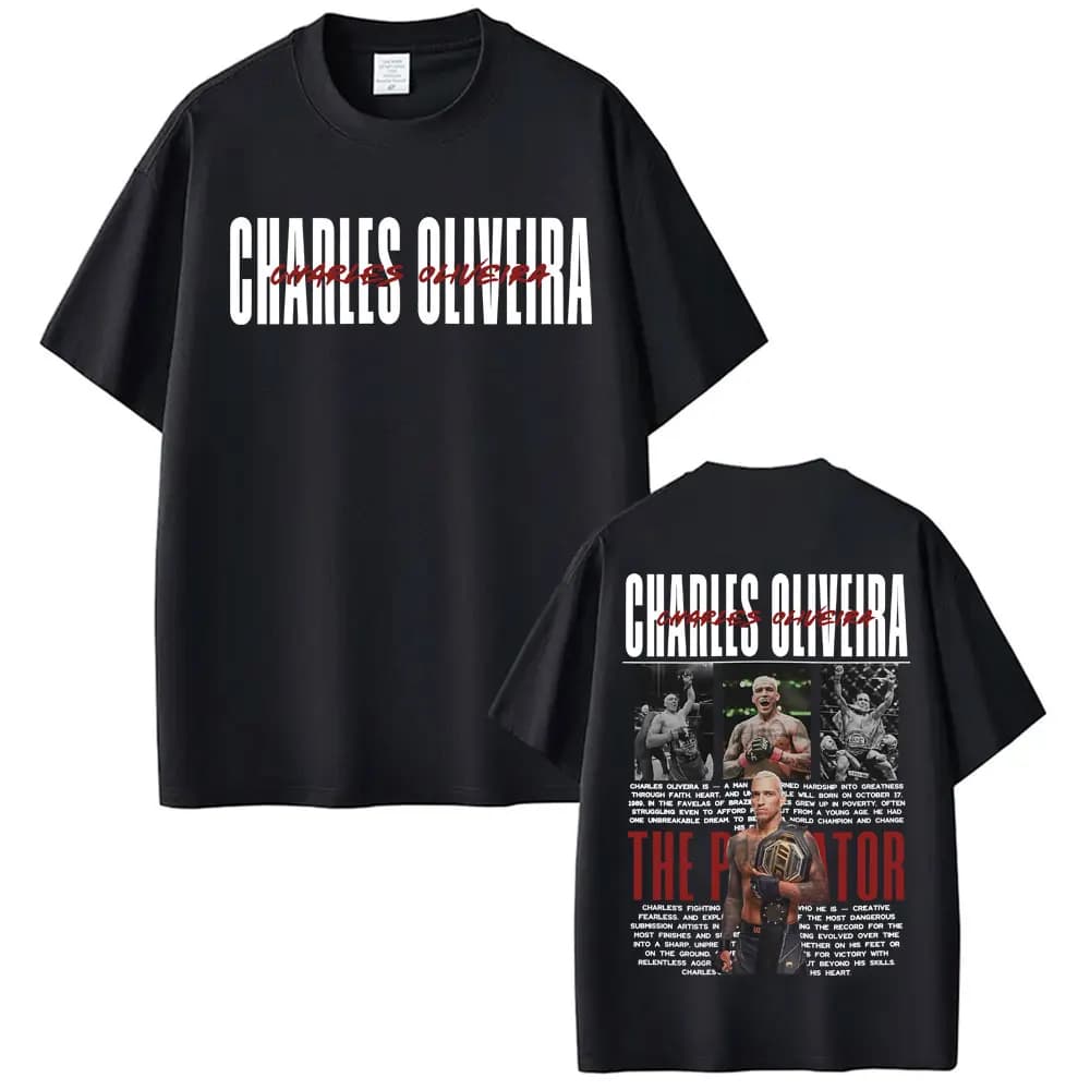 Limited Do Bronx Charles Oliveira Retro Graphic T Shirt Men's Clothing 100% Cotton Oversized T Shirts Fashion Trend Cool T-shirt
