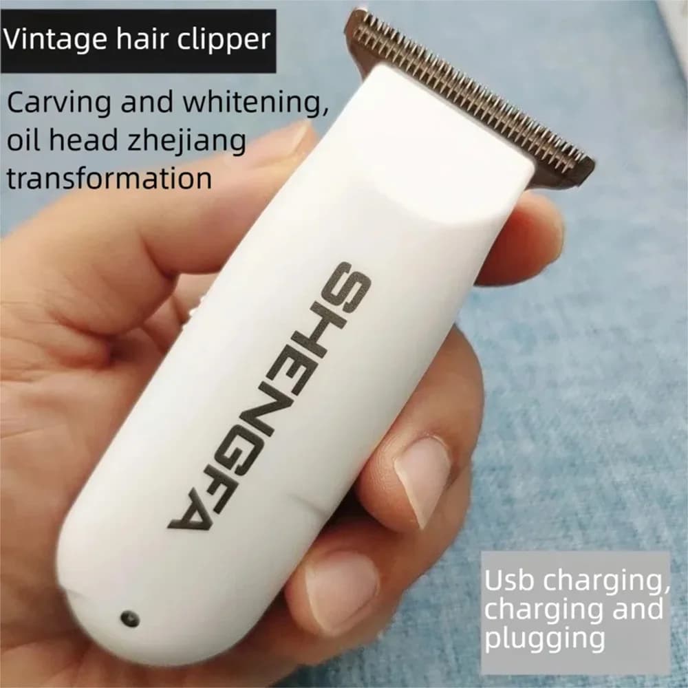 Mini Hair Trimmer 0mm T-Steel Blade Portable Rechargeable Electric Hair Clipper for Bald Head Shaving Barber Haircuts Precision