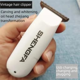 Mini Hair Trimmer 0mm T-Steel Blade Portable Rechargeable Electric Hair Clipper for Bald Head Shaving Barber Haircuts Precision