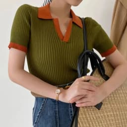 Short Sleeve Polo Neck Knitted Tops Women Lightweight Knitted Sweater Polo Shirts Elegant Office Lady Casual Chic Outfit