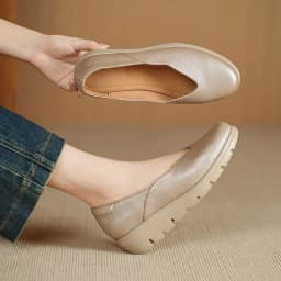 French-style Shallow-mouthed Women's Single Shoes, Round-toed Thick-soled Shoes, Comfortable Grandma Shoes Flats